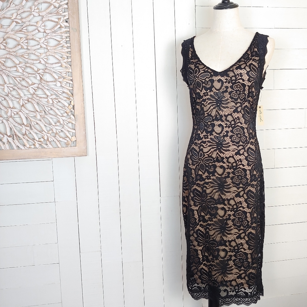Liberty Love Black Lace Sleeveless Cocktail Dress Size S